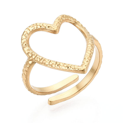 Textured Open Heart Cuff Ring