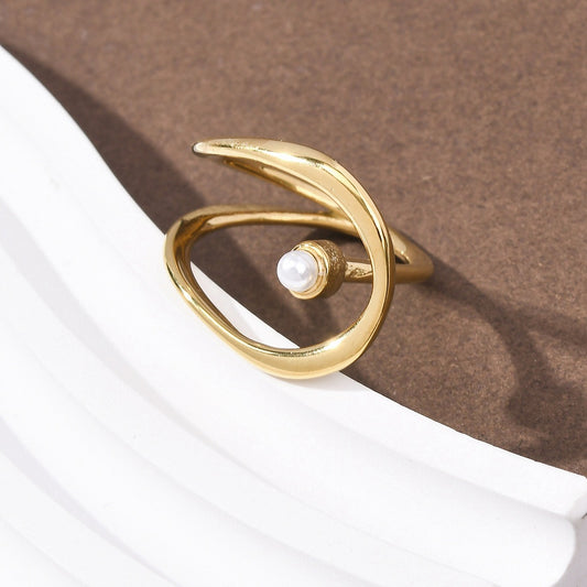 Modern Swirl Pear Cuff Ring