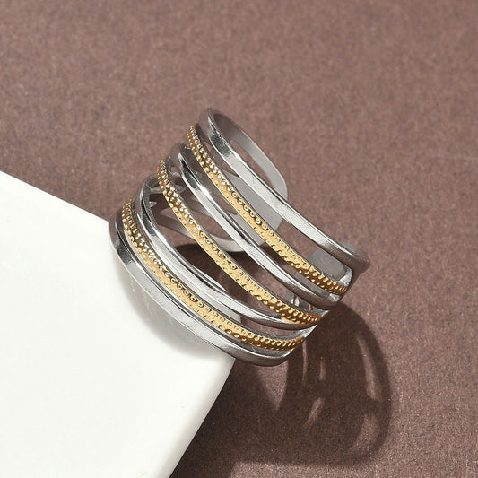 Layered Duo-Tone Cuff Ring