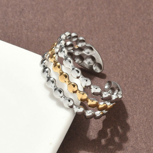 Beaded Duo-Tone Cuff Ring