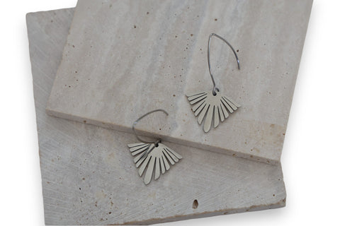 Elegant Stainless Steel Fan-Shaped Earrings