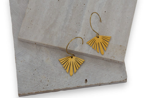 Elegant Stainless Steel Fan-Shaped Earrings