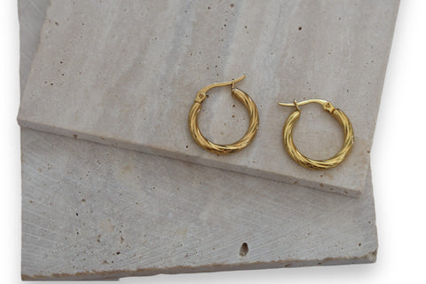 Twisted Stainless Steel Hoop Earrings – Available in 3 Sizes