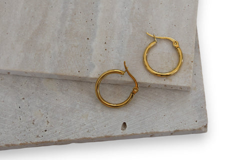 Classic Gold Hoop Earrings in Stainless Steel - Available in Two Sizes