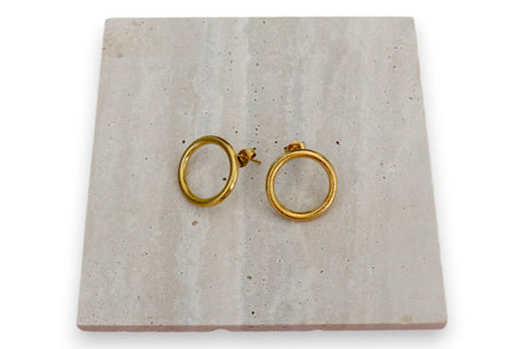 Stainless Steel Circle Stud Earrings - Gold and Silver Options