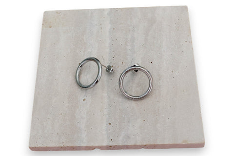 Stainless Steel Circle Stud Earrings - Gold and Silver Options