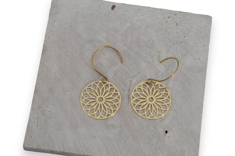 Geometric Floral Stainless Steel Earrings